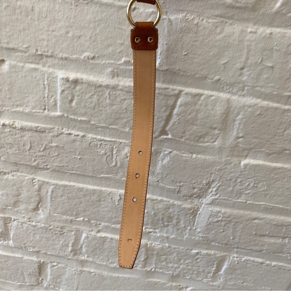 Salvatore Ferragamo || Tan Leather Belt Gold Bridle Horsebit Accents Equestrian - Picture 7 of 9